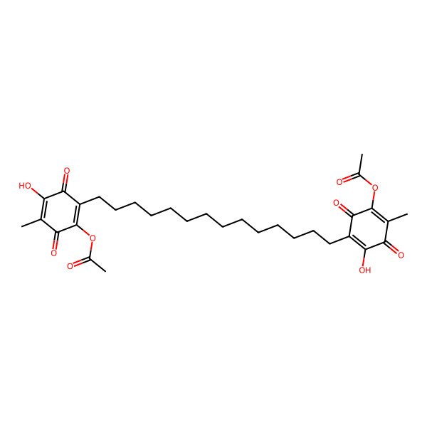 2D Structure of [5-[14-(2-Acetyloxy-5-hydroxy-4-methyl-3,6-dioxocyclohexa-1,4-dien-1-yl)tetradecyl]-4-hydroxy-2-methyl-3,6-dioxocyclohexa-1,4-dien-1-yl] acetate