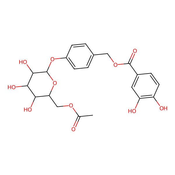 2D Structure of [4-[(2S,3R,4S,5S,6R)-6-(acetyloxymethyl)-3,4,5-trihydroxyoxan-2-yl]oxyphenyl]methyl 3,4-dihydroxybenzoate
