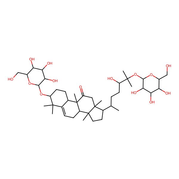 2D Structure of (3S,8S,9R,10R,13R,14S,17R)-17-[(2R,5R)-5-hydroxy-6-methyl-6-[(2R,3R,4S,5S,6R)-3,4,5-trihydroxy-6-(hydroxymethyl)oxan-2-yl]oxyheptan-2-yl]-4,4,9,13,14-pentamethyl-3-[(2R,3R,4S,5S,6R)-3,4,5-trihydroxy-6-(hydroxymethyl)oxan-2-yl]oxy-1,2,3,7,8,10,12,15,16,17-decahydrocyclopenta[a]phenanthren-11-one