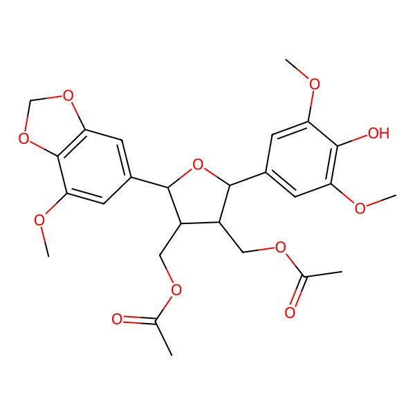 2D Structure of [(2S,3R,4R,5R)-4-(acetyloxymethyl)-5-(4-hydroxy-3,5-dimethoxyphenyl)-2-(7-methoxy-1,3-benzodioxol-5-yl)oxolan-3-yl]methyl acetate