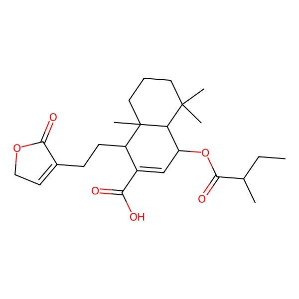 2D Structure of (1R,4S,4aS,8aR)-5,5,8a-trimethyl-4-[(2R)-2-methylbutanoyl]oxy-1-[2-(5-oxo-2H-furan-4-yl)ethyl]-1,4,4a,6,7,8-hexahydronaphthalene-2-carboxylic acid