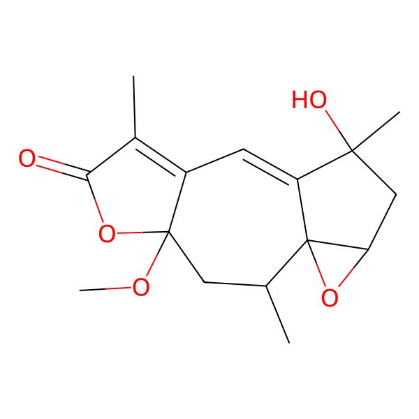 2D Structure of (1S,2R,4S,11S,13R)-11-hydroxy-4-methoxy-2,7,11-trimethyl-5,14-dioxatetracyclo[8.4.0.01,13.04,8]tetradeca-7,9-dien-6-one