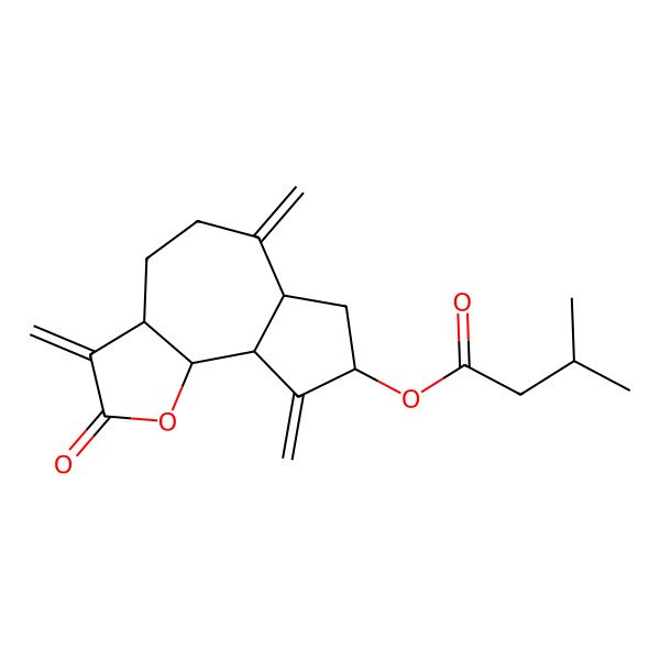 2D Structure of [(6aR,8S,9aR,9bS)-3,6,9-trimethylidene-2-oxo-3a,4,5,6a,7,8,9a,9b-octahydroazuleno[4,5-b]furan-8-yl] 3-methylbutanoate