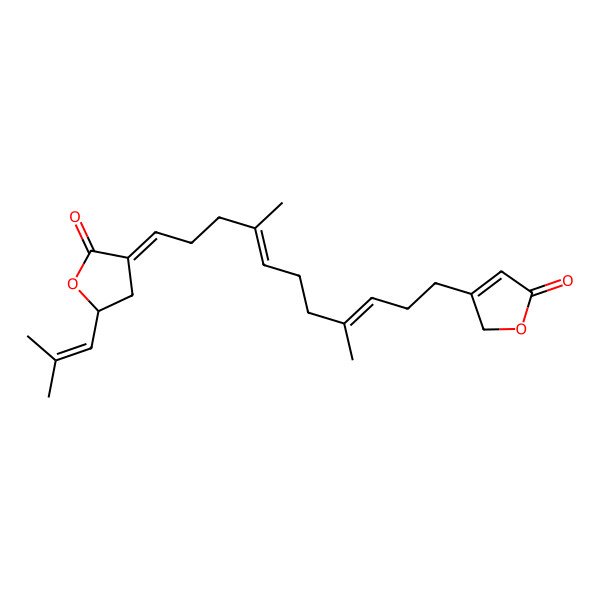 2D Structure of (3Z,5R)-3-[(4E,8E)-4,8-dimethyl-11-(5-oxo-2H-furan-3-yl)undeca-4,8-dienylidene]-5-(2-methylprop-1-enyl)oxolan-2-one