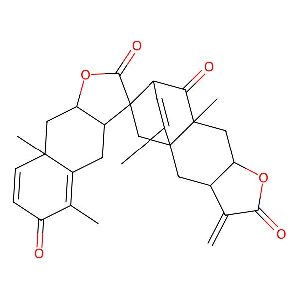 2D Structure of 5,8a,9',13'-Tetramethyl-4'-methylidenespiro[3a,4,9,9a-tetrahydrobenzo[f][1]benzofuran-3,15'-6-oxatetracyclo[9.2.2.01,9.03,7]pentadec-12-ene]-2,5',6,10'-tetrone