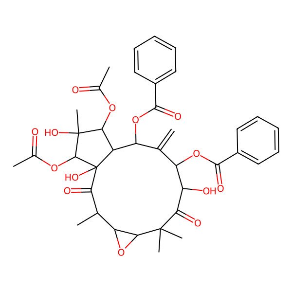 2D Structure of (14,16-Diacetyloxy-10-benzoyloxy-1,9,15-trihydroxy-3,7,7,15-tetramethyl-11-methylidene-2,8-dioxo-5-oxatricyclo[11.3.0.04,6]hexadecan-12-yl) benzoate