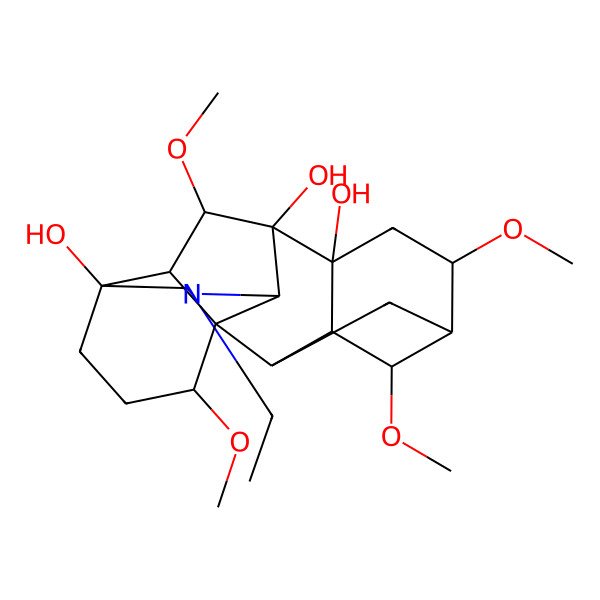 2D Structure of (1S,2R,3R,4S,5R,6R,8R,9S,10S,13S,16S,17R,18S)-11-ethyl-4,6,16,18-tetramethoxy-11-azahexacyclo[7.7.2.12,5.01,10.03,8.013,17]nonadecane-8,9,13-triol