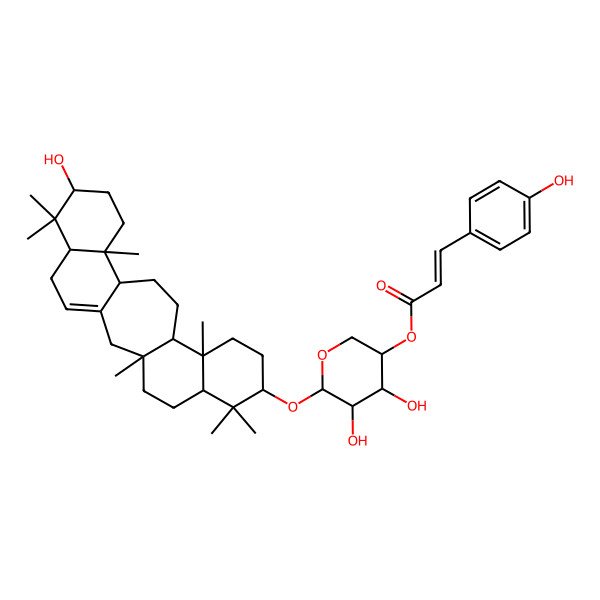 2D Structure of [(3S,4R,5R,6S)-4,5-dihydroxy-6-[[(3S,6R,8S,11R,12S,15S,16R,19S,21R)-19-hydroxy-3,7,7,11,16,20,20-heptamethyl-8-pentacyclo[13.8.0.03,12.06,11.016,21]tricos-1(23)-enyl]oxy]oxan-3-yl] (E)-3-(4-hydroxyphenyl)prop-2-enoate