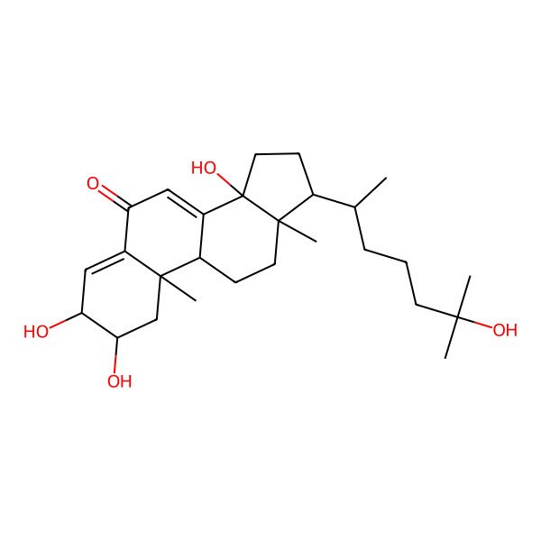 2D Structure of (2S,3R,9S,10S,13S,14R,17S)-2,3,14-trihydroxy-17-[(2S)-6-hydroxy-6-methylheptan-2-yl]-10,13-dimethyl-2,3,9,11,12,15,16,17-octahydro-1H-cyclopenta[a]phenanthren-6-one
