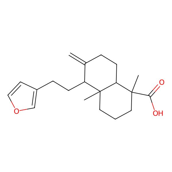 2D Structure of (1S,4aR,5R,8aS)-5-[2-(furan-3-yl)ethyl]-1,4a-dimethyl-6-methylidene-3,4,5,7,8,8a-hexahydro-2H-naphthalene-1-carboxylic acid