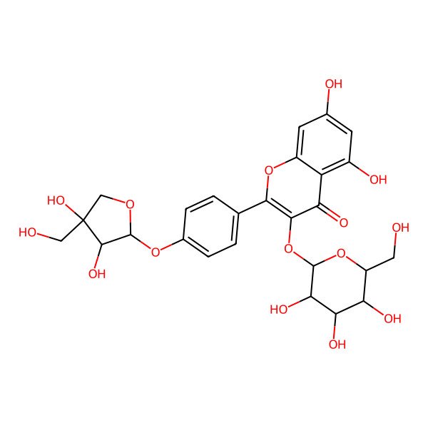 2D Structure of 2-[4-[(2S,3R,4R)-3,4-dihydroxy-4-(hydroxymethyl)oxolan-2-yl]oxyphenyl]-5,7-dihydroxy-3-[(2S,3R,4S,5S,6R)-3,4,5-trihydroxy-6-(hydroxymethyl)oxan-2-yl]oxychromen-4-one