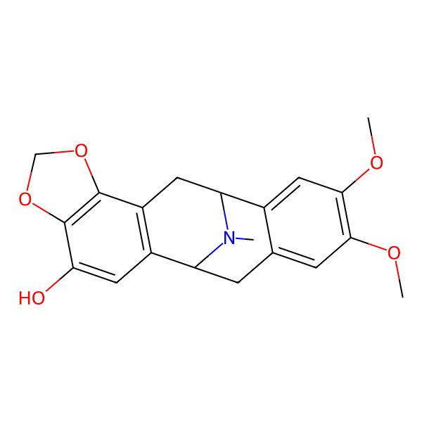2D Structure of (1R,12R)-15,16-dimethoxy-20-methyl-6,8-dioxa-20-azapentacyclo[10.7.1.02,10.05,9.013,18]icosa-2,4,9,13,15,17-hexaen-4-ol