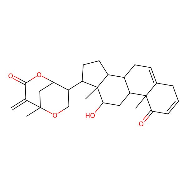 2D Structure of 8-(12-Hydroxy-10,13-dimethyl-1-oxo-4,7,8,9,11,12,14,15,16,17-decahydrocyclopenta[a]phenanthren-17-yl)-5-methyl-4-methylidene-2,6-dioxabicyclo[3.3.1]nonan-3-one
