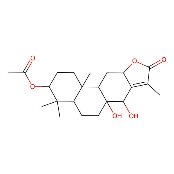 2D Structure of [(3S,4aS,6aS,7S,10aR,11aS,11bR)-6a,7-dihydroxy-4,4,8,11b-tetramethyl-9-oxo-1,2,3,4a,5,6,7,10a,11,11a-decahydronaphtho[2,1-f][1]benzofuran-3-yl] acetate