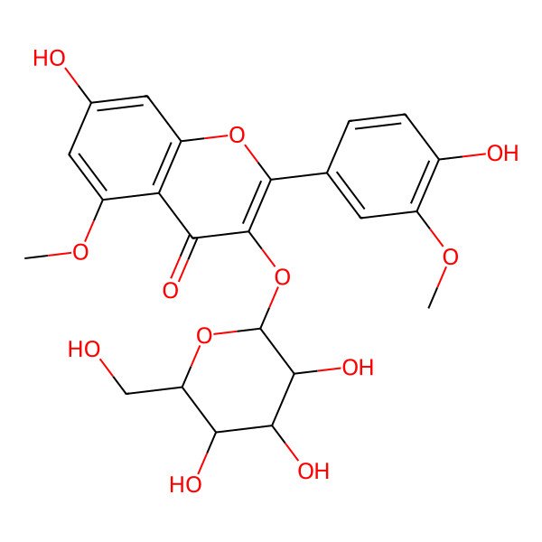 2D Structure of 7-hydroxy-2-(4-hydroxy-3-methoxyphenyl)-5-methoxy-3-[(2S,3R,4S,5S,6R)-3,4,5-trihydroxy-6-(hydroxymethyl)oxan-2-yl]oxychromen-4-one