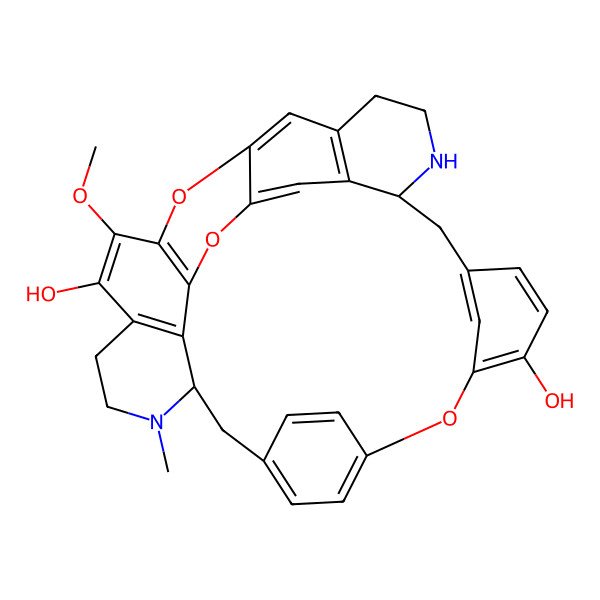2D Structure of (8R,21S)-27-methoxy-22-methyl-15,29,31-trioxa-7,22-diazaoctacyclo[19.9.3.216,19.14,30.110,14.03,8.025,33.028,32]heptatriaconta-1(30),2,4(34),10(37),11,13,16,18,25(33),26,28(32),35-dodecaene-13,26-diol