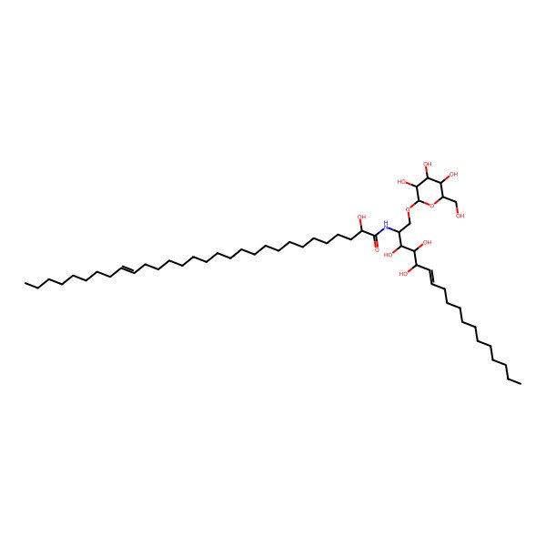 2D Structure of 2-hydroxy-N-[3,4,5-trihydroxy-1-[3,4,5-trihydroxy-6-(hydroxymethyl)oxan-2-yl]oxyoctadec-6-en-2-yl]triacont-21-enamide