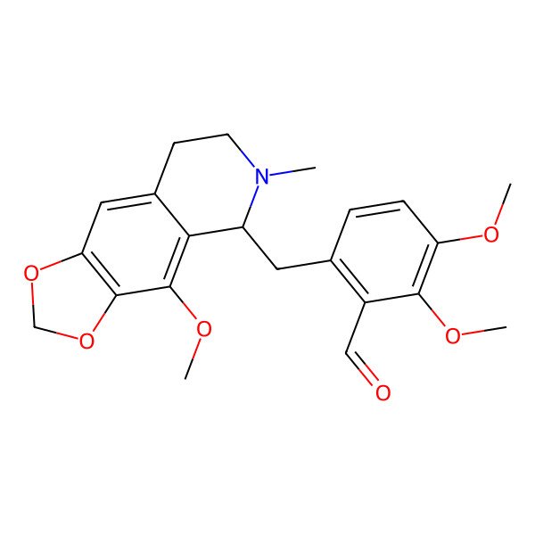 2D Structure of 2,3-dimethoxy-6-[(4-methoxy-6-methyl-7,8-dihydro-5H-[1,3]dioxolo[4,5-g]isoquinolin-5-yl)methyl]benzaldehyde