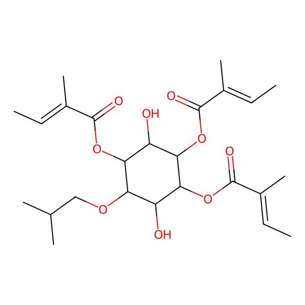 2D Structure of [(1S,2R,3S,4R,5R,6S)-2,5-dihydroxy-4-(2-methylbut-2-enoyloxy)-6-[(Z)-2-methylbut-2-enoyl]oxy-3-(2-methylpropoxy)cyclohexyl] 2-methylbut-2-enoate