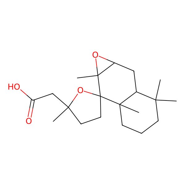 2D Structure of 2-[(1aS,2'S,2aS,6aS,7S,7aS)-2',3,3,6a,7a-pentamethylspiro[1a,2,2a,4,5,6-hexahydronaphtho[2,3-b]oxirene-7,5'-oxolane]-2'-yl]acetic acid