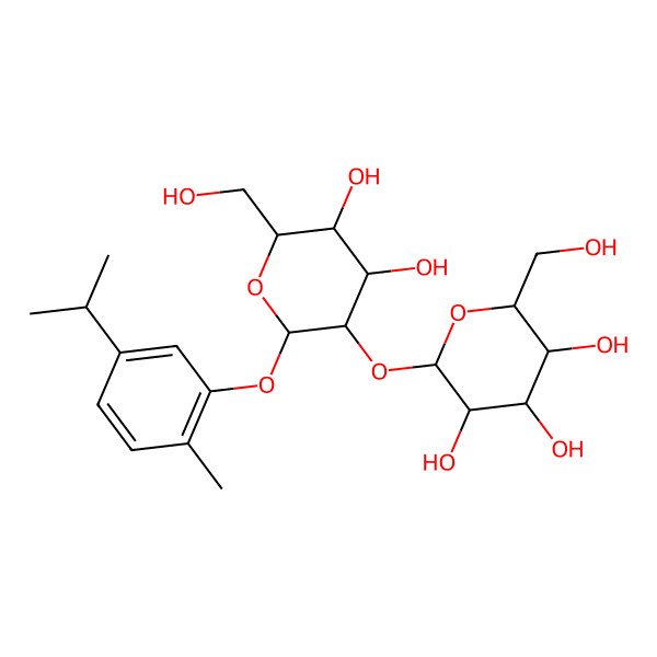 2D Structure of (2S,3R,4S,5S,6R)-2-[(2S,3R,4S,5S,6R)-4,5-dihydroxy-6-(hydroxymethyl)-2-(2-methyl-5-propan-2-ylphenoxy)oxan-3-yl]oxy-6-(hydroxymethyl)oxane-3,4,5-triol