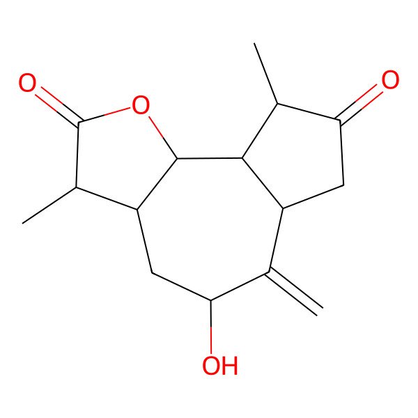 2D Structure of (3R,3aR,5S,6aS,9R,9aS,9bR)-5-hydroxy-3,9-dimethyl-6-methylidene-3a,4,5,6a,7,9,9a,9b-octahydro-3H-azuleno[4,5-b]furan-2,8-dione
