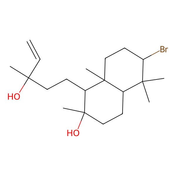 2D Structure of (1R,2R,4aR,6S,8aR)-6-bromo-1-[(3R)-3-hydroxy-3-methylpent-4-enyl]-2,5,5,8a-tetramethyl-3,4,4a,6,7,8-hexahydro-1H-naphthalen-2-ol