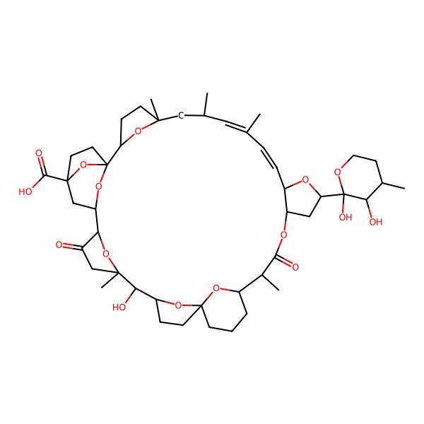 2D Structure of (1R,2S,5S,7S,8Z,10Z,12S,14R,16S,19S,20R,24R,27R,28R,29S,32S,33S,35R)-14-[(2R,3S,4S)-2,3-dihydroxy-4-methyloxan-2-yl]-28-hydroxy-5,7,9,19,29-pentamethyl-18,31-dioxo-13,17,38,39,40,41,42,43-octaoxaoctacyclo[31.4.1.11,35.12,5.120,24.124,27.129,32.012,16]tritetraconta-8,10-diene-35-carboxylic acid