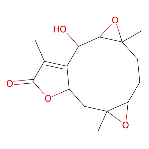 2D Structure of (1beta,4alpha,5alpha,6beta,8alpha,10b)-1,10:4,5-Diepoxy-6-hydroxy-7(11)-germacren-12,8-olide
