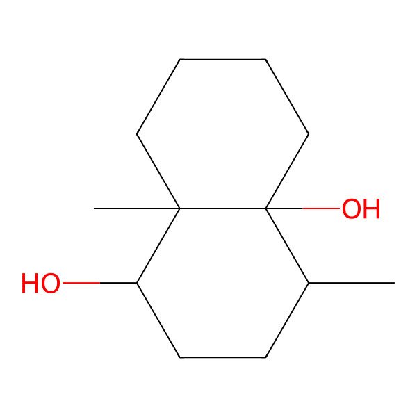 2D Structure of (1beta,4beta,4abeta,8aalpha)-4,8a-dimethyloctahydronaphthalene-1,4a(2H)-diol