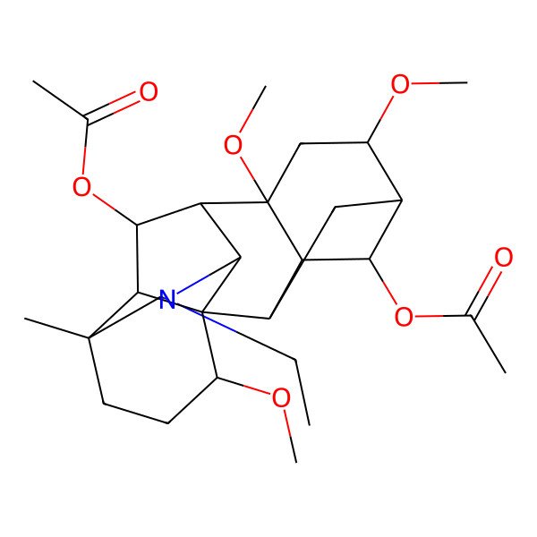 2D Structure of (18-Acetyloxy-11-ethyl-6,8,16-trimethoxy-13-methyl-11-azahexacyclo[7.7.2.12,5.01,10.03,8.013,17]nonadecan-4-yl) acetate