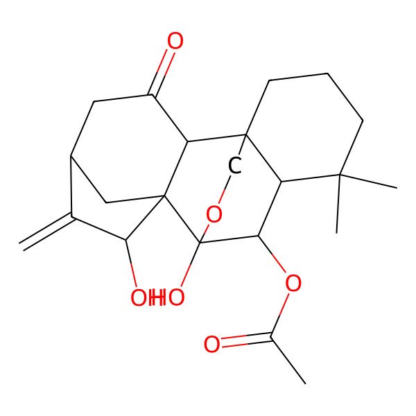 2D Structure of [(1S,2S,5S,7R,8S,9S,10S,11R)-7,9-dihydroxy-12,12-dimethyl-6-methylidene-3-oxo-17-oxapentacyclo[7.6.2.15,8.01,11.02,8]octadecan-10-yl] acetate