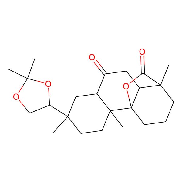 2D Structure of 5-(2,2-Dimethyl-1,3-dioxolan-4-yl)-2,5,11-trimethyl-15-oxatetracyclo[9.3.2.01,10.02,7]hexadecane-8,16-dione