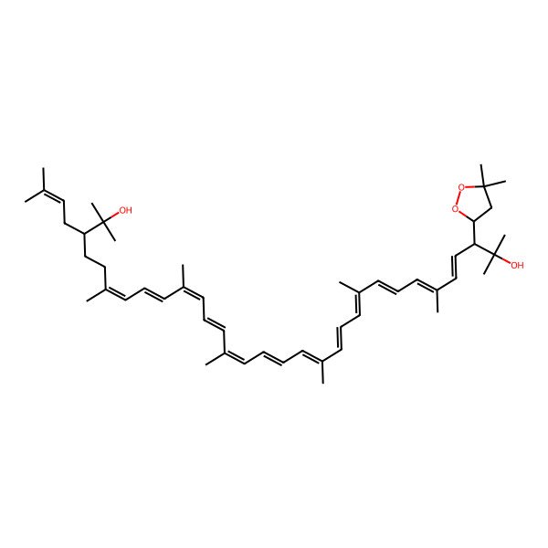 2D Structure of (4E,6E,8E,10E,12E,14E,16E,18E,20E,22E,24E,26E,30S)-3-[(3S)-5,5-dimethyldioxolan-3-yl]-2,6,10,14,19,23,27,31-octamethyl-30-(3-methylbut-2-enyl)dotriaconta-4,6,8,10,12,14,16,18,20,22,24,26-dodecaene-2,31-diol