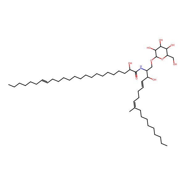 2D Structure of 2-hydroxy-N-[3-hydroxy-9-methyl-1-[3,4,5-trihydroxy-6-(hydroxymethyl)oxan-2-yl]oxyoctadeca-4,8-dien-2-yl]tetracos-17-enamide