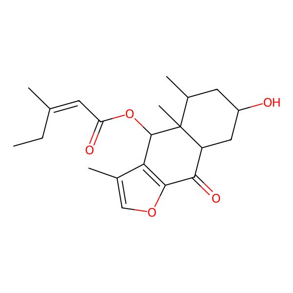 2D Structure of (7-Hydroxy-3,4a,5-trimethyl-9-oxo-4,5,6,7,8,8a-hexahydrobenzo[f][1]benzofuran-4-yl) 3-methylpent-2-enoate