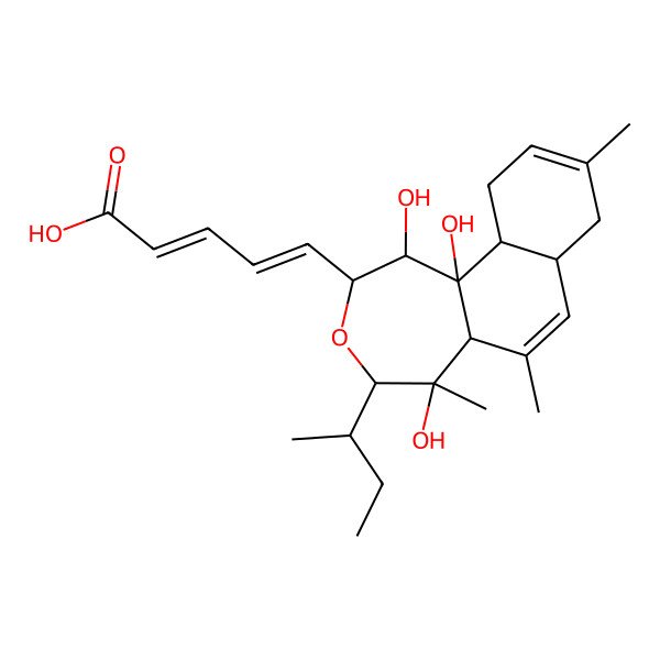 2D Structure of 5-(4-Butan-2-yl-1,5,11b-trihydroxy-5,6,9-trimethyl-1,2,4,5a,7a,8,11,11a-octahydrobenzo[i][3]benzoxepin-2-yl)penta-2,4-dienoic acid