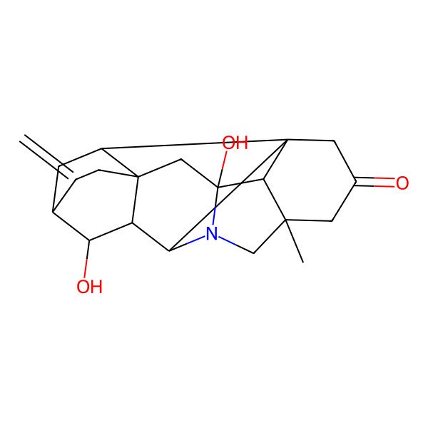 2D Structure of (1R,5S,8R,9S,10S,11S,14R,16R,17R,18R)-10,16-dihydroxy-5-methyl-12-methylidene-7-azaheptacyclo[9.6.2.01,8.05,17.07,16.09,14.014,18]nonadecan-3-one