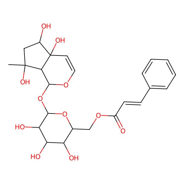 2D Structure of [6-[(4a,5,7-Trihydroxy-7-methyl-1,5,6,7a-tetrahydrocyclopenta[c]pyran-1-yl)oxy]-3,4,5-trihydroxyoxan-2-yl]methyl 3-phenylprop-2-enoate
