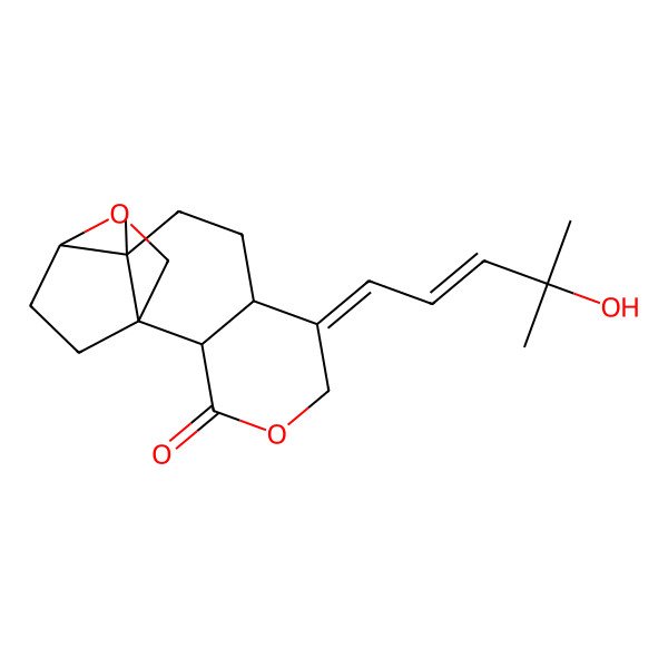 2D Structure of (1S,2R,6E,7S,10S,11S)-6-[(E)-4-hydroxy-4-methylpent-2-enylidene]-10-methyl-4,12-dioxatetracyclo[9.2.2.01,10.02,7]pentadecan-3-one