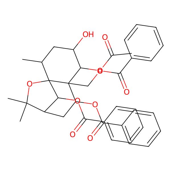 2D Structure of (5-Acetyloxy-7,12-dibenzoyloxy-4-hydroxy-2,10,10-trimethyl-11-oxatricyclo[7.2.1.01,6]dodecan-6-yl)methyl benzoate