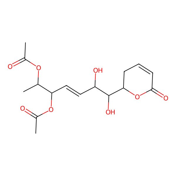2D Structure of [(E,2S,3R,6R,7S)-3-acetyloxy-6,7-dihydroxy-7-[(2R)-6-oxo-2,3-dihydropyran-2-yl]hept-4-en-2-yl] acetate