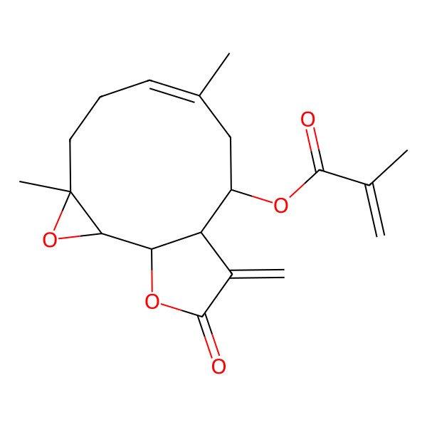 2D Structure of [(1S,2S,4R,7E,10S,11R)-4,8-dimethyl-12-methylidene-13-oxo-3,14-dioxatricyclo[9.3.0.02,4]tetradec-7-en-10-yl] 2-methylprop-2-enoate