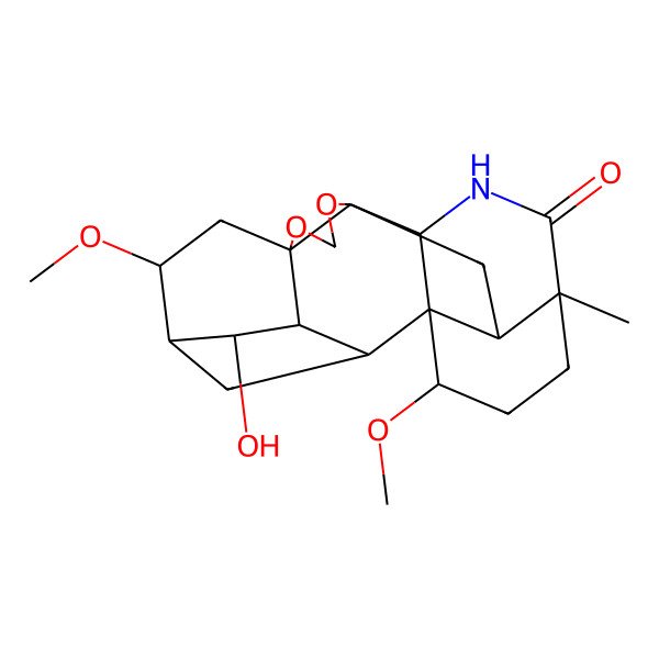 2D Structure of (1S,2R,3R,4S,8R,13S,16R,19S,20S)-4-hydroxy-6,19-dimethoxy-16-methyl-9,11-dioxa-14-azaheptacyclo[10.7.2.12,5.01,13.03,8.08,12.016,20]docosan-15-one