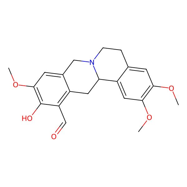 2D Structure of 11-hydroxy-2,3,10-trimethoxy-6,8,13,13a-tetrahydro-5H-isoquinolino[2,1-b]isoquinoline-12-carbaldehyde