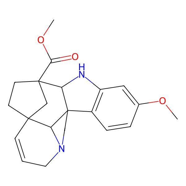 2D Structure of methyl (1S,9S,10R,13R,20S)-5-methoxy-8,17-diazahexacyclo[11.6.1.110,13.01,9.02,7.017,20]henicosa-2(7),3,5,14-tetraene-10-carboxylate