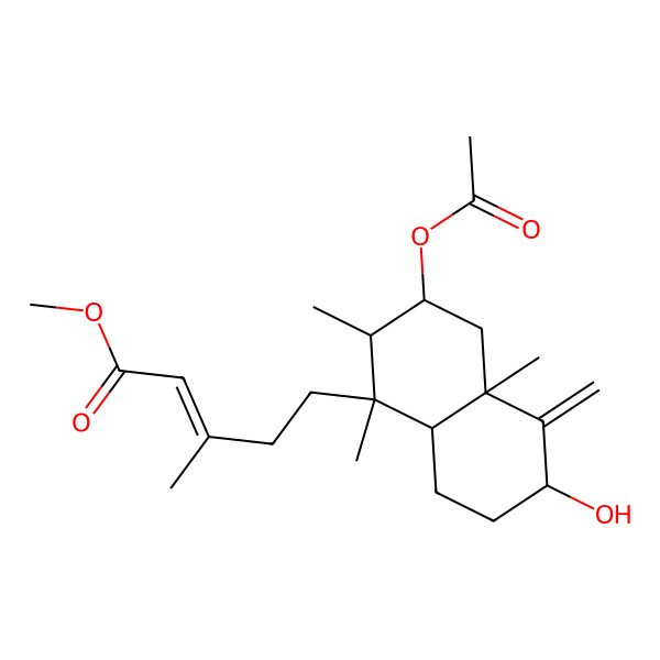 2D Structure of methyl 5-(3-acetyloxy-6-hydroxy-1,2,4a-trimethyl-5-methylidene-3,4,6,7,8,8a-hexahydro-2H-naphthalen-1-yl)-3-methylpent-2-enoate