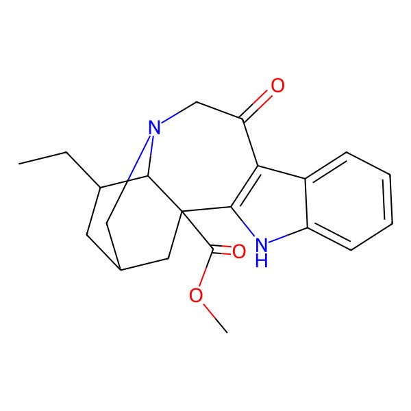 2D Structure of methyl (1S,15R,17S,18S)-17-ethyl-11-oxo-3,13-diazapentacyclo[13.3.1.02,10.04,9.013,18]nonadeca-2(10),4,6,8-tetraene-1-carboxylate