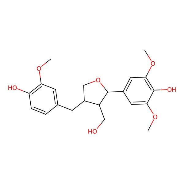 2D Structure of 4-[(2S,3R,4R)-4-[(4-hydroxy-3-methoxyphenyl)methyl]-3-(hydroxymethyl)oxolan-2-yl]-2,6-dimethoxyphenol