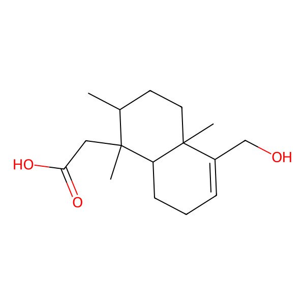 2D Structure of 2-[(1S,2R,4aR,8aR)-5-(hydroxymethyl)-1,2,4a-trimethyl-2,3,4,7,8,8a-hexahydronaphthalen-1-yl]acetic acid